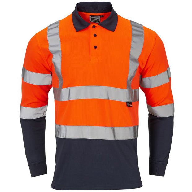SuperTouch Hi-Vis 2 tone Orange Long Sleeve Polo Shirt