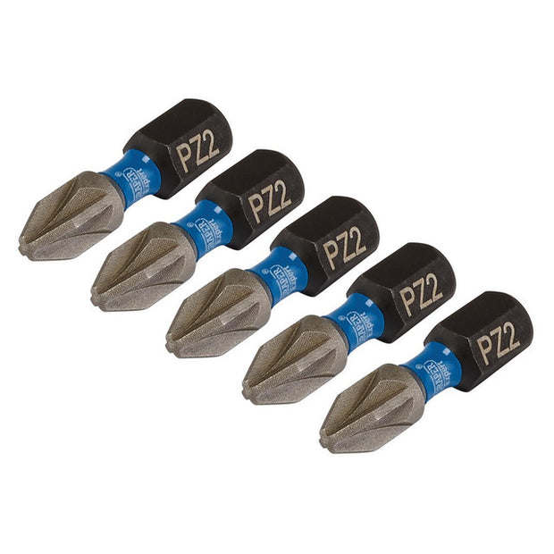 Expert PZ-Type Impact Screwdriver Bits, No.2 x 25mm, 1/4" Hex (Pack of 5)