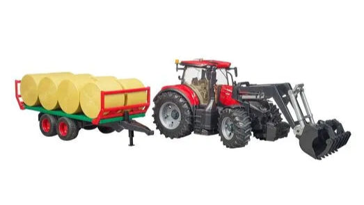 1:16 Case IH W/ Front Loader, Trailer & Bales