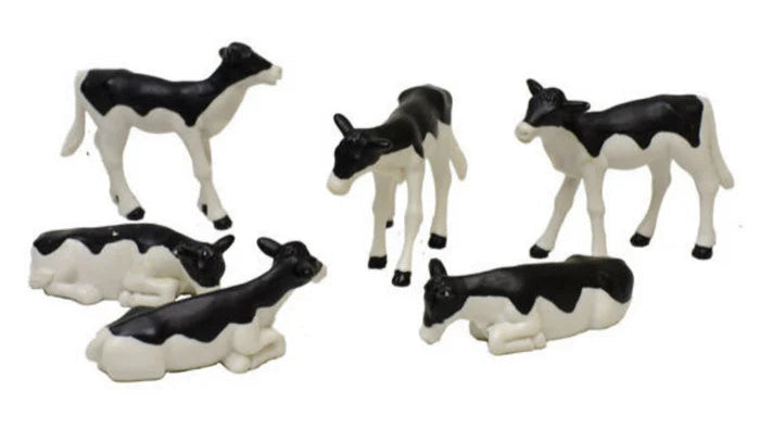 1:32 6 Pk Black/White Calves Lying/Standing