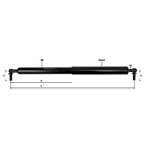 Ramp Gas Spring & Shroud - Ifor Williams P1188