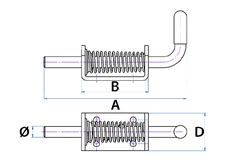 Spring Bolt - 150mm x 12mm