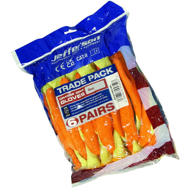 Orange Grip Gloves (Pack of 6Pairs)